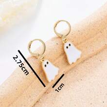 女士时尚可爱幽灵吊坠耳环珠宝圈形耳环万圣节礼物 - 1對 - 查看 4