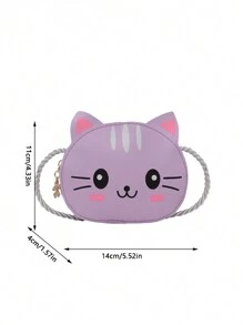 1pc Diagonal Shoulder Bag Cute And Simple Princess Children's Mini Bag Cat Print Wallet Baby Bag Shoulder Bag Pu Leather Handbag Children's Bag Suitable To Use In Winter, The Best Choice For Giving Christmas And New Year Gifts To Family And Friends