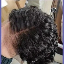 Kinky Curly Human Hair Wig 13x4 HD Lace Front Wigs For Women Pre Plucked With Baby Hair Natural Color Brazilian Deep Wave For Women Glueless Frontal Wig 20-26 Inches 200% Density - Black - View 5