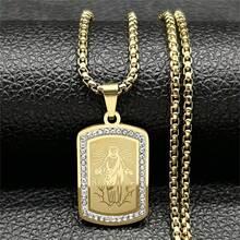 男士天主教耶稣吊坠项链不锈钢金色/银色水钻神圣基督教链式珠宝圣诞新年情人节节日礼物 - 項鍊 - 查看 7