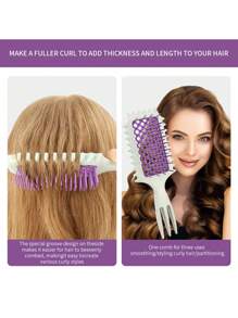 INGRID 1pc Define Curl Styling Brush, Home Hollow Curled Comb, Massage Comb, Wheat Straw Curly Hair Comb, Triple Pointed Tail Design, Effortless Styling For Waves & Bouncy CurlsNylon Air Cushion Comb For Women,With ABS Plastic Handle,Ideal Hair Care Tool For Enhanced Styling - Multicolor - View 6