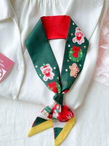 4pcs Christmas & New Year Slim Long Skinny Scarves, Atmosphere Inspired, Suitable For Tying As Waistband, Professional Neckerchief