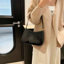 红色婚包腋下包女士大容量单肩包今年流行上班通勤包 - 黑色 - 查看 4