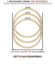 3 peças de bastidor de bordado DIY de bambu bege, adequado para agulha de perfuração, ponto cruz, Halloween, decorações de Natal, telefone, chaveiro, bolsa, acessórios de cabelo, decoração de casa, enfeite de carro