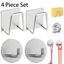 Giá để miếng bọt biển bồn rửa bằng thép không gỉ, Giá để bát đĩa khô tự dính, Vải lau thép bi 4 chiếc Giá để nắp bồn rửa, Móc treo đồ gắn tường, Giá để miếng bọt biển bằng thép không gỉ dính nhà bếp Giá để miếng bọt biển bồn rửa chống thấm nước Giá để đồ nhà bếp và phụ kiện lưu trữ - Nhiều màu - Xem 1