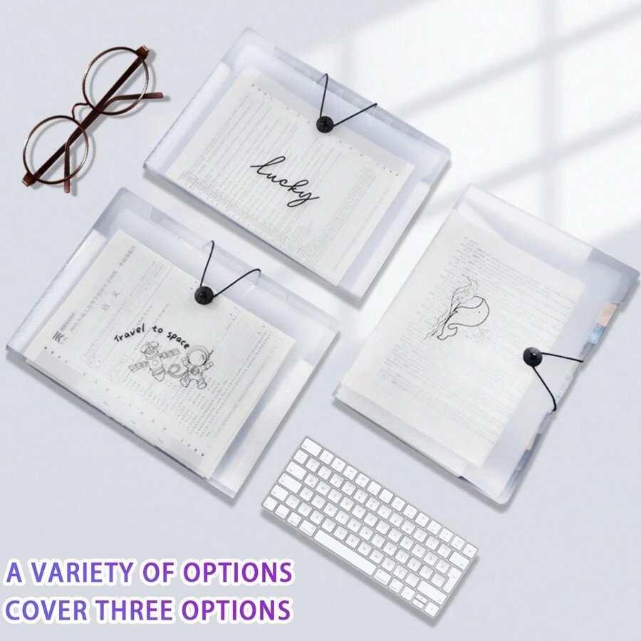 Accordion File Folder For A4 Size. With Multi-Layer Inserts. Used For Test Paper Storage And Organization. File Bag. Data Booklet. Test Paper Clip. Suitable For Students And Workaholics. - Transparent Accordion Folder - View 1
