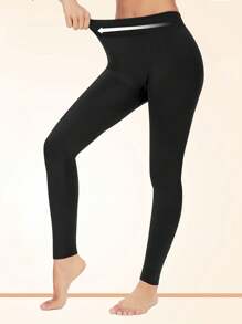 Women's High Waist Thermal Leggings, Winter Warm Underwear Pants, For Daily Wear - Black - View 5