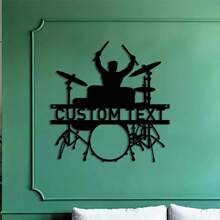 Personalized Drummer Name Metal Wall Drummer Sign, Music Studio Sign, Drum Wall Decor, Birthday Gifts, Gift For Son, Personalized Electric Guitar Metal Sign,Personalized Music Studio Metal Wall Art Graduation,Festive Calendar - Black - View 3