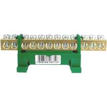BUSBAR TERMINAL WITH 12-POLE SUPPORT NEUTRAL/EARTH BLUE/GREEN FOR ENERBRAS DIN RAIL - 綠色 - 查看 3