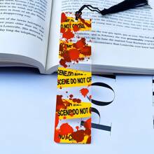 Marcapáginas de acrílico con diseño de cinta de escena del crimen y gotas de sangre, adecuado para novelas de misterio y suspenso, lectores de crimen real, amantes de los libros, regalos para maestros
