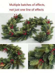 1/3 szt., 180 cm/70,86 cala, sztuczny świąteczny wianek kwiatowy z czerwonymi jagodami, luksusowa sztuczna girlanda sosnowa, dekoracja do domu, salonu, wnętrz, krajobrazu, świąt, pokoju, domu, biura, imprezy, świąt Bożego Narodzenia, na stół - Zielony - Zobacz 6