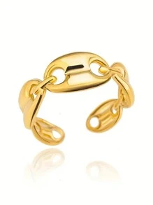 1 pieza Anillo ajustable en forma de nariz de cerdo de acero inoxidable para granos de café, talla 8, anillo de dedo creativo y de moda unisex