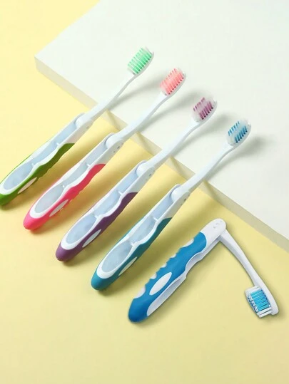 1/4 件旅行牙刷 便携式折叠功能 中号刷毛 露营牙刷 情侣牙刷 适合旅行出差