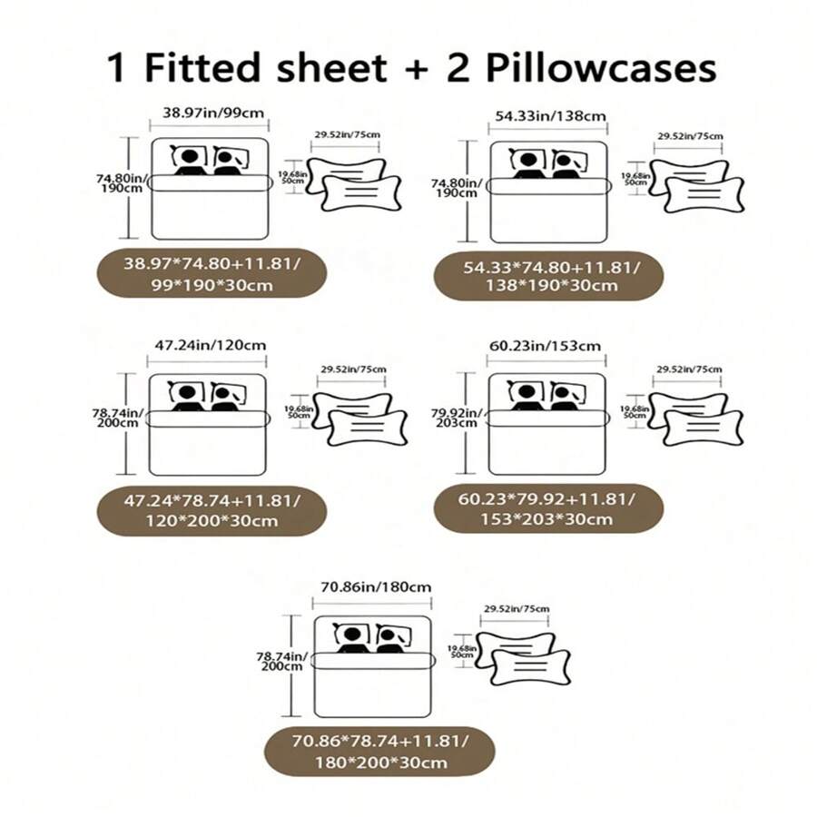 POTDEMIEL 3PCS Fitted Sheet Dustproof Bed Cover Bedding Bedroom Guest