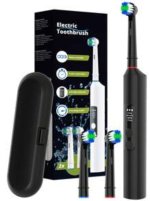 Smart Electric Toothbrush, 4 Cleaning Modes USB Charging Rechargeable Electric Powered Toothbrushes - 2 Minute Timer, LED Indicator, Travel Case & 2 Brush Heads, Compatible With OralB Electric Toothbrush Heads - Multicolor - View 1