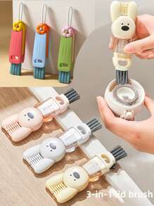 1pc/3pcs New Cute Rabbit 3-In-1 Cup Brush, Petal 3-In-1 Cup Brush, Multi-Functional Crevice Cleaning Brush, Tea Cup Milk Bottle Groove Brush, Portable For Home & Travel - Multicolor - View 10