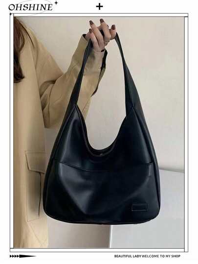 按扣流浪包，适合少女、女大学生、新人及白领人士，非常适合办公室、工作、商务、通勤，是女士最佳工作包，纯色流浪包，简约 PU 皮革托特包，大容量手提包，适合上学、工作，时尚商务休闲包，适合女士，非常适合办公室、商务和工作，简约风格女包