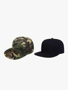 2 chiếc Mũ lưỡi trai bóng chày vành phẳng thời trang thường ngày Hip Hop Unisex Snapback chống nắng, thích hợp để đội hàng ngày - Nhiều màu - Xem 13