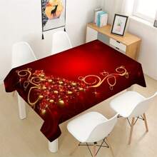 1pc Christmas Theme Tablecloth, Waterproof And Oil-Resistant, Polyester Material, Rectangular, Woven, Durable Fabric, Holiday Home Decor, Christmas Decoration, Kitchen And Dining Table Cover, Suitable For Indoor And Outdoor Use - Multicolor - View 10