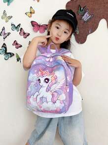 1pc 独角兽卡通印花背包幼儿园背包超轻男女生书包一年级书包可爱卡通独角兽图案，可调节肩带，马卡龙色，适合男孩女孩日常上学，上学必备物品 - 獨角獸雙肩包 - 查看 5