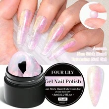 FOUR LILY 8ml 极光不粘腻指甲油，闪亮金色指甲延长胶，可卸LED凝胶指甲油 - 彩色 - 查看 9