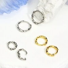 18K GOLD PLATED TWISTED DETAIL HOOP EARRINGS - Vàng - Xem 3