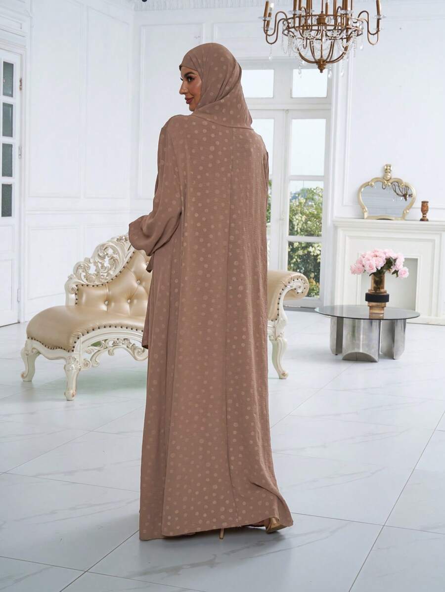 Breathable Soft Viscose Abaya With Matching Hijab, Floral Print Modest Muslim Kaftan With Flounce Cuffs - Multicolor - View 1