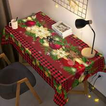 1pc Rectangular Polyester Christmas Holiday Plaid Tablecloth - Durable, Easy To Clean, Machine Made Table Cover For Indoor/Outdoor Parties, Picnics, Home Decor - Multicolor - View 6