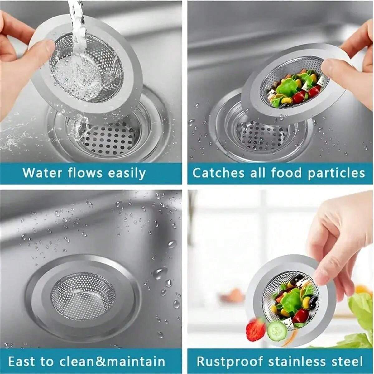 CORNERJOY 2-Pack Stainless Steel Sink Strainer With Wide Rim - 4.5" Diameter For Kitchen Drains - View #7