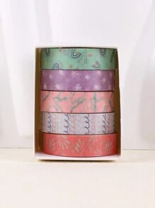 5 卷/盒抽象高级美学和纸胶带剪贴簿用品文具日记用品，鲜艳的卡哇伊和纸胶带套装，适用于剪贴簿、日记、DIY 工艺品和办公用品（0.39-78.74 英寸） - 彩色 - 查看 7