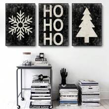 1PC Black And White Tree Farmhouse Snow Minimalist Posters And Prints Canvas Murals Home Living Room Bedroom Decoration Gifts For People No Frame Home Decor Christmas Decorations Christmas