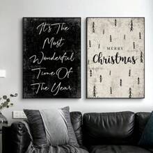 1PC Black And White Tree Farmhouse Snow Minimalist Posters And Prints Canvas Murals Home Living Room Bedroom Decoration Gifts For People No Frame Home Decor Christmas Decorations Christmas