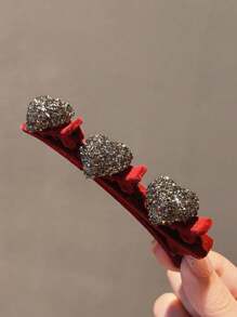 topshiny 1pc Crystal Flocked Alligator Clip, New Design Hair Clip For Elegant Women And Girls, Suitable For Daily Wear Claw Clips Hair Claws Hair Barrettes, School Stuff, Hair Accessories