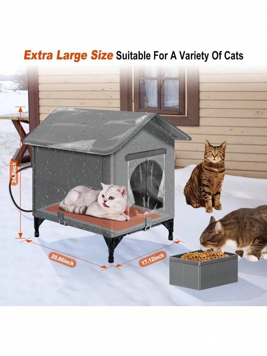 Indestructible Heated Cat House For Outdoor Winter Use, Large Cat