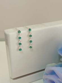 Earring With 4 Green Zirconias In 925 Sterling Silver Ref 26637 - 銀色 - 查看 1