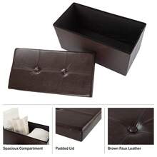 30-Inch Folding Storage Ottoman With Removable Bin - 巧克力棕 - 查看 3