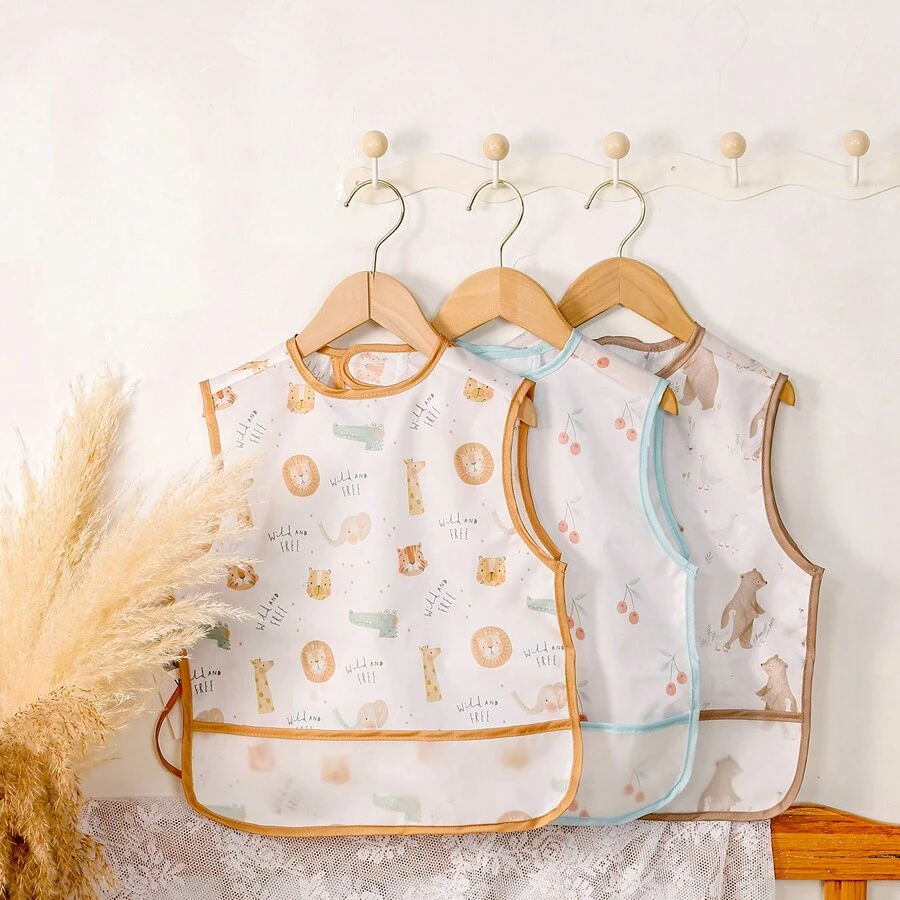 1 pieza Babero sin mangas impermeable y lavable para bebé/niño pequeño