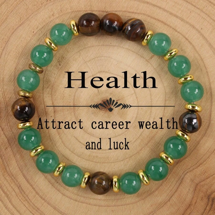 1 PC Health Bracelet Increase Energy Attract Career Wealth Good Luck Men Women Natural Gemstone Jewelry Bracelet Boyfriend Girlfriend Gift Brother Grandparents Mom Dad Christmas New Year Gift - L0053> - View 1