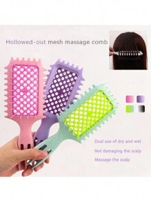 INGRID 1pc Define Curl Styling Brush, Home Hollow Curled Comb, Massage Comb, Wheat Straw Curly Hair Comb, Triple Pointed Tail Design, Effortless Styling For Waves & Bouncy CurlsNylon Air Cushion Comb For Women,With ABS Plastic Handle,Ideal Hair Care Tool For Enhanced Styling - Multicolor - View 3