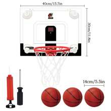 CYFIE Suction Cup Basketball Hoop, Scoring Basketball Hoop With Scoreboard And Sounds, Mini Basketball Hoop, 3 Balls - Blue - View 3