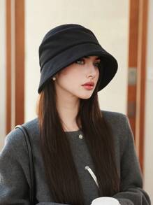 1 件女士纯色厚渔夫帽，冬季保暖耳罩可爱休闲优雅复古贝雷帽报童帽，多功能适用于户外、街头、滑雪、旅行、派对、日常使用 - MM1563 - 查看 1