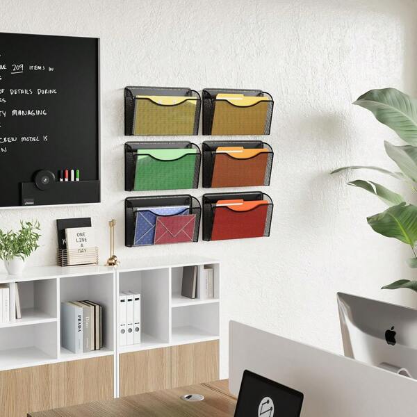3 Pack Mesh Hanging Wall File Holders, Vertical Mounted File Holder, Wall Basket Mail Organizer For Office, Home And School