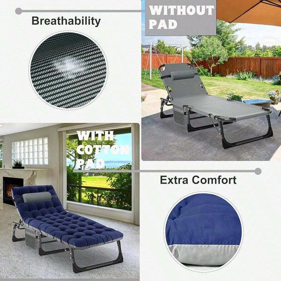 ABORON Folding Camping Cot W/Mat For Adults, Heavy Duty Outdoor Bed