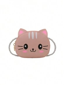 1pc Diagonal Shoulder Bag Cute And Simple Princess Children's Mini Bag Cat Print Wallet Baby Bag Shoulder Bag Pu Leather Handbag Children's Bag Suitable To Use In Winter, The Best Choice For Giving Christmas And New Year Gifts To Family And Friends
