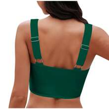 New Front Twist Bandeau Bikini Top Summer - Green - View 2