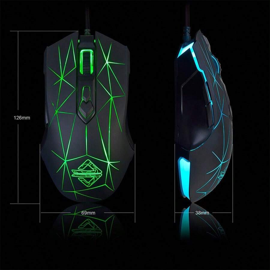 AJ52 Ergonomic LED-Backlit USB Gaming Mouse With PAW3212 Gaming Chip ...