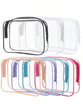 3pcs/1pc Transparent PVC Makeup Bag, Cosmetic Storage Organizer, Pencil Case, Girls' School Supplies Storage, Ladies Beach Bag, Toiletry Bag, Bathroom Accessories Storage, Storage Box, School Supplies, College Essentials, Travel Essentials, Travel Bag, Baby Shower Gift, Art Storage, Christmas, Halloween, Personalized Gift, Accessory Storage, Vanity Storage, Desktop Organizer, Bathroom Organization And Storage, Convenient Waterproof Zipper Plastic Toiletry Bag