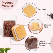 1PC/6PCS/12PCS Clear Glass Jars, Glass Condiment Jar, Spice Container With Airtight Bamboo Lids - Perfect For Tea, Coffee, Spice, Candy Storage - Includes Labels And Markers For Easy Organization - Ideal Kitchen Gadgets And Party Supplies