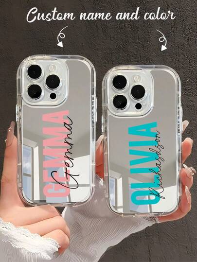 Valentines Personalized 3D Colorful Name Letter Customized Air Cushion Transparent Phone Case Compatible With Iphone 11/12/13/14/15 Pro Max Cute, Colorful, Stylish, Kawaii Custom Funny, Custom, Personalized, Unique, Customized, Ideal Gifts For Her, Boyfriend, Girlfriend, Family, Friends, Grandparents, Couple, For Anniversaries, For Birthdays,Season Picks,2025phonecase