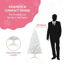 4Feet Pre-Lit Artificial Christmas Tree, White Tinsel, White Lights, Includes Stand,Suitable For Halloween,Office,Home,Party Decoration Christmas Decorations Home Christmas Gifts Christmas Decor - US A Type Plug(110-127V) - View 10